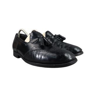 Florsheim Shoes Men 7.5 Loafer Tassel Leather Black Classic Slip On Dress Formal